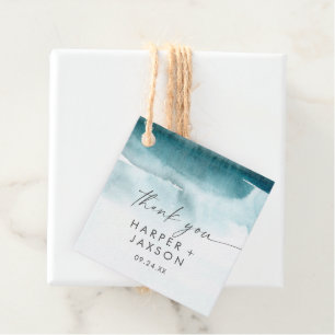 Modern Watercolor Teal Thank You Favour Tags