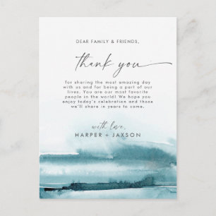 Modern Watercolor   Teal Thank You Reception Card
