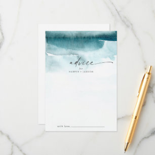 Modern Watercolor   Teal Wedding Advice Card