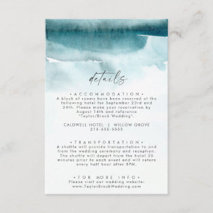 Modern Watercolor Teal Wedding Details Enclosure Card