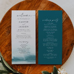Modern Watercolor | Teal Wedding Program Programme<br><div class="desc">This modern watercolor teal wedding program is perfect for a stylish contemporary wedding. The minimalist, classic and elegant design collection features simple water colour paint brush strokes in pretty jewel tones. Include the name of the bride and groom, the wedding date and location, thank you message, order of service, bridal...</div>