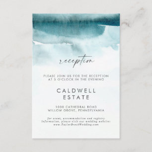Modern Watercolor Teal Wedding Reception Enclosure Card