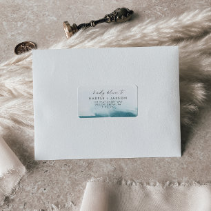 Modern Watercolor Teal Wedding RSVP Address Label