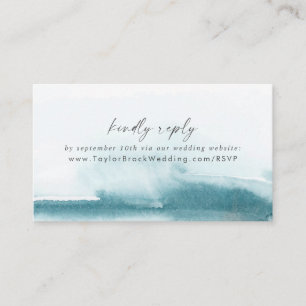Modern Watercolor   Teal Wedding Website RSVP Enclosure Card