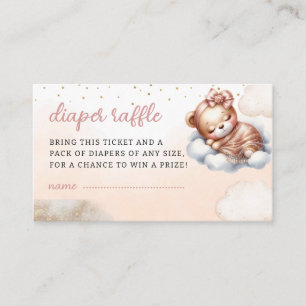 Modern Watercolor teddy bear pink diaper raffle  Enclosure Card