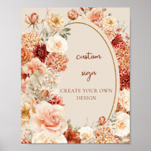 Modern watercolor terracotta burgundy Custom Sign