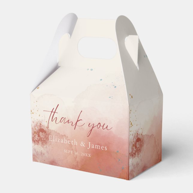 Modern Watercolor Terracotta Desert Boho Wedding Favour Box (Front Side)