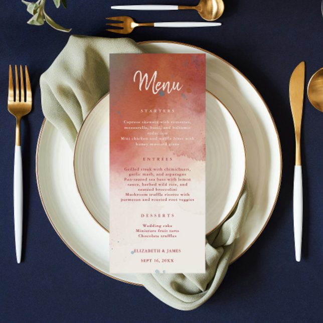 Modern Watercolor Terracotta Desert Boho Wedding Menu (Creator Uploaded)