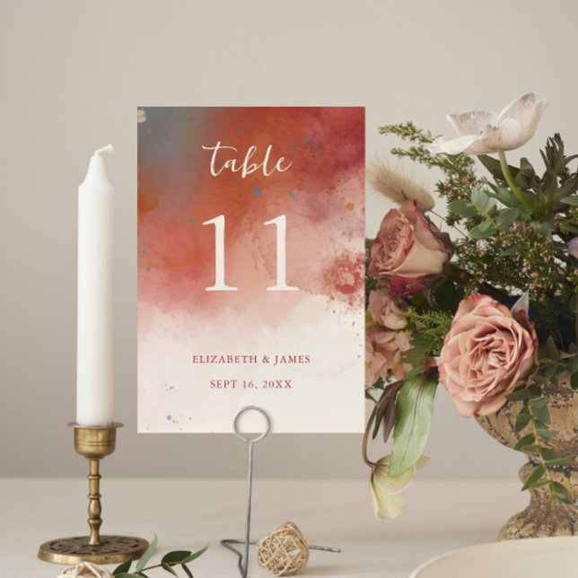 Modern Watercolor Terracotta Desert Boho Wedding Table Number (Creator Uploaded)
