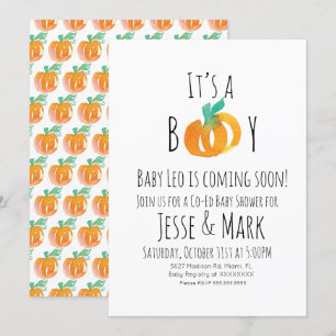 Modern Watercolor Tiny Pumpkins Baby Shower Invitation