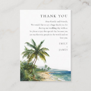 Modern Watercolor Tropical Beach Wedding Thank You Place Card