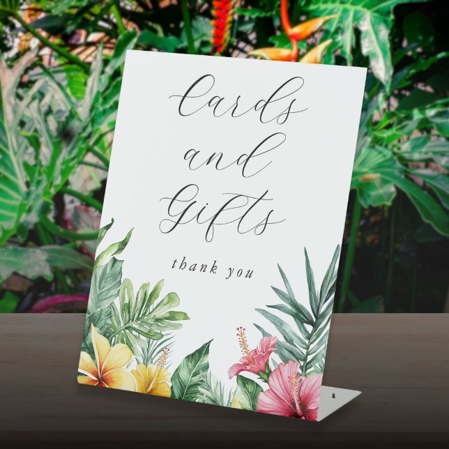 Modern Watercolor Tropical Flowers Cards And Gifts Pedestal Sign (Modern Watercolor Tropical Flowers Cards And Gifts Pedestal Sign)