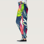 Modern watercolor tropical leaves pattern leggings<br><div class="desc">Modern Hawaiian watercolor tropical leaves pattern legging.</div>