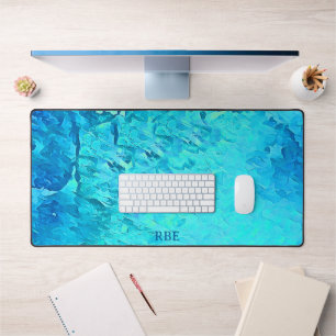 Modern Watercolor Tropical Ocean Theme Design Desk Mat