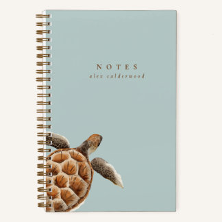 Modern Watercolor Turtle Personalised Notebook