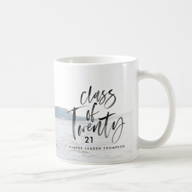 modern watercolor typography graduate photo coffee mug (Right)