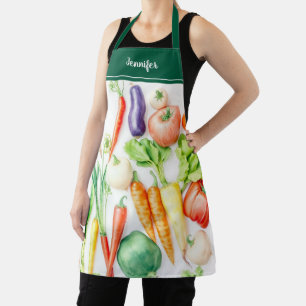 Modern watercolor vegetables pattern personalized apron