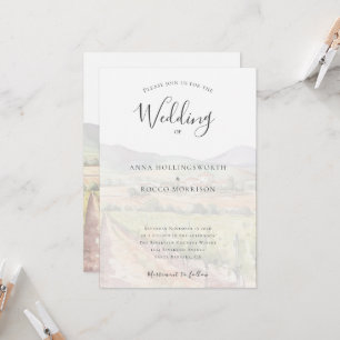 Modern Watercolor Vineyard Winery Wedding  Invitation