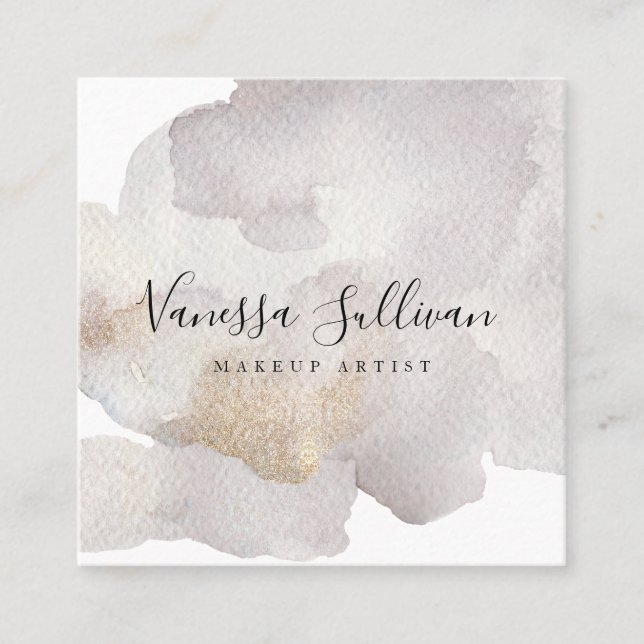 Modern Watercolor Wash Makeup Artist Business Card (Front)
