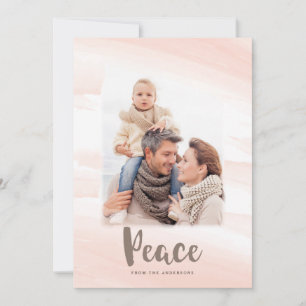 Modern Watercolor Wash PEACE Photo Card Blush