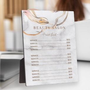 Modern watercolor washed grey salon price list plaque