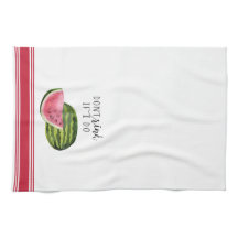Modern watercolor watermelon pun kitchen towel