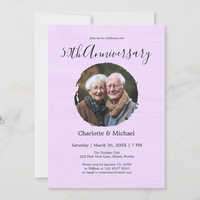 Modern Watercolor Wedding Anniversary PR Photo  Invitation (Front)