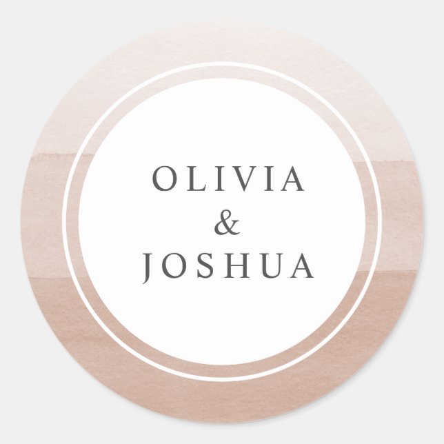 Modern Watercolor Wedding Classic Round Sticker (Front)