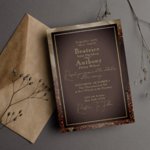 Modern Watercolor Wedding Gold Foil Invitation