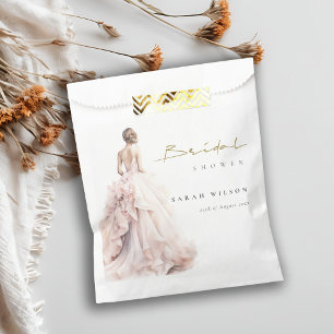 Modern Watercolor Wedding Gown Bridal Shower Favour Bags