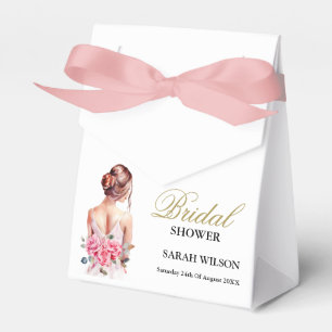 Modern Watercolor Wedding Gown Bridal Shower  Favour Box