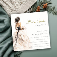 Modern Watercolor Wedding Gown Bridal Shower