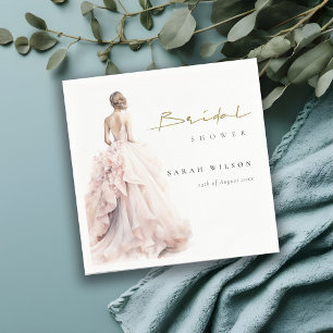 Modern Watercolor Wedding Gown Bridal Shower Napkin