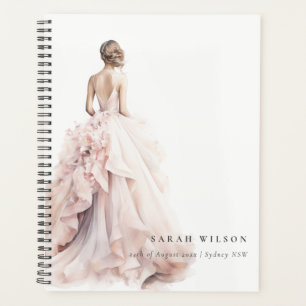 Modern Watercolor Wedding Gown Bridal Shower Planner