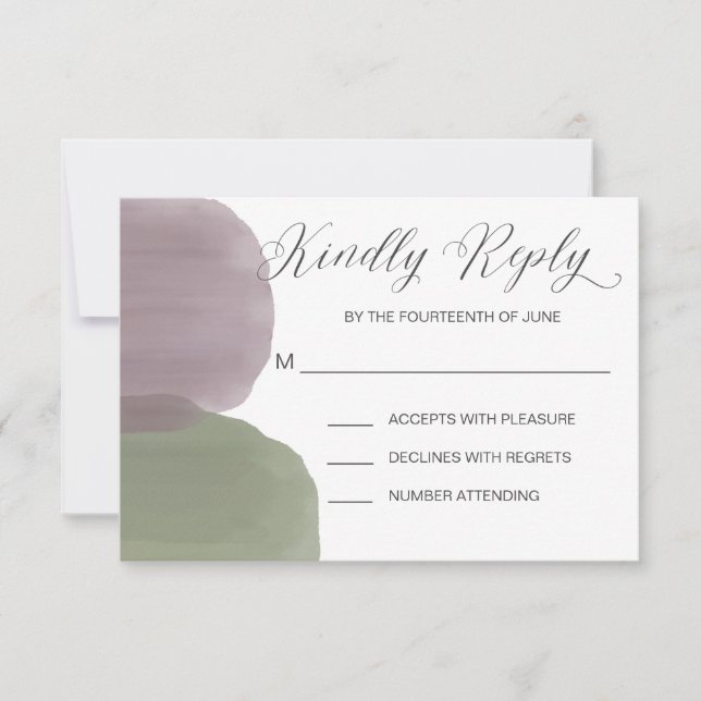 Modern Watercolor Wedding Invitation RSVP Card (Front)