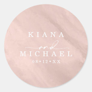 Modern Watercolor Wedding Rose Gold ID816 Classic Round Sticker