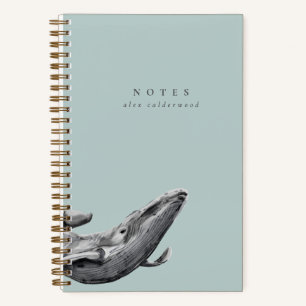 Modern Watercolor Whale Personalised Notebook