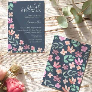 Modern Watercolor Wild Flower Bridal Shower Invitation
