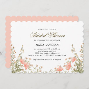 Modern Watercolor wild flower Floral Bridal Shower Invitation