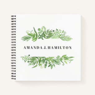 Modern Watercolor wild meadow green foliage Notebook