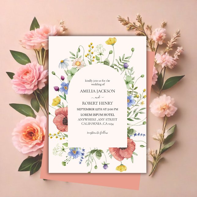 Modern watercolor wildflower Boho Wedding Invitation (Creator Uploaded)