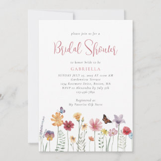 Modern Watercolor Wildflower Bridal Shower Invitation
