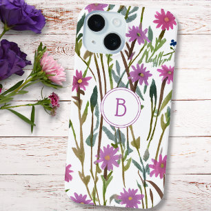 Modern Watercolor Wildflower iPhone 15 Case