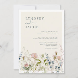 Modern Watercolor Wildflower Floral Wedding Invitation