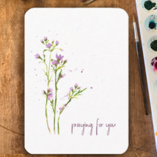 Modern Watercolor Wildflowers   Praying For You Card
