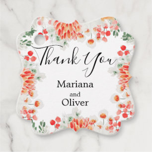 Modern Watercolor Wildflowers Trendy Floral Favour Tags