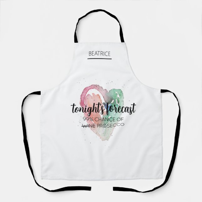 Modern Watercolor Wine Lover Quote Apron (Front)