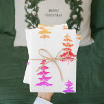 Modern Watercolor Winter Pine Pink Tree Christmas Wrapping Paper Sheet<br><div class="desc">Modern Watercolor Winter Pine Pink Tree Christmas</div>
