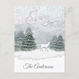 Modern Watercolor winter scene joy Postcard