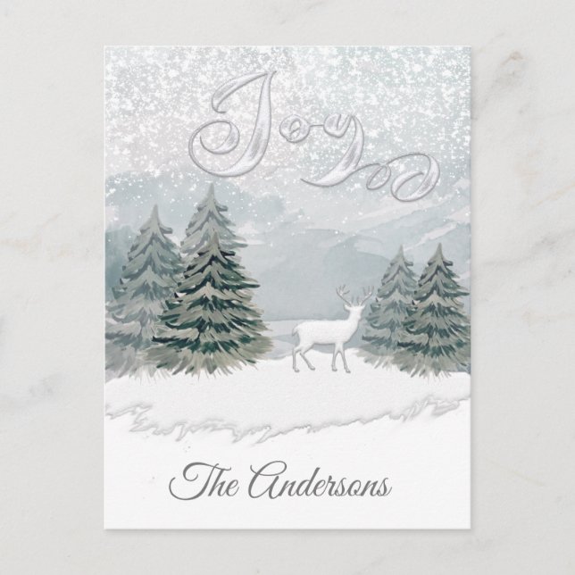 Modern Watercolor winter scene joy Postcard (Front)